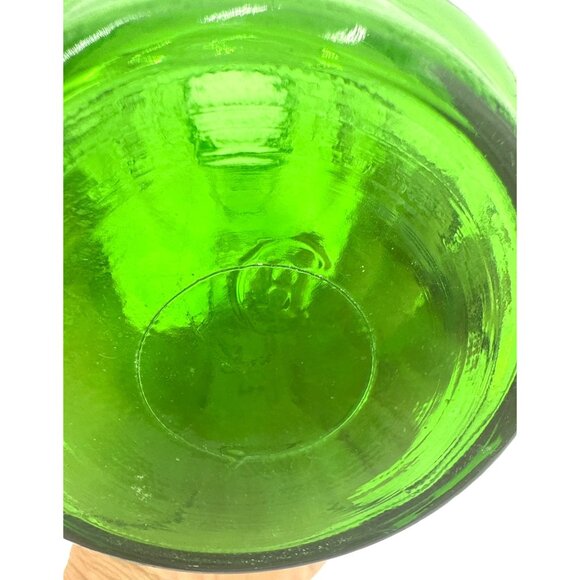 Vintage Embossed Green Glass Refrigerator Water Bottle Gold Metal Lid 32 Oz Lid - Picture 8 of 11